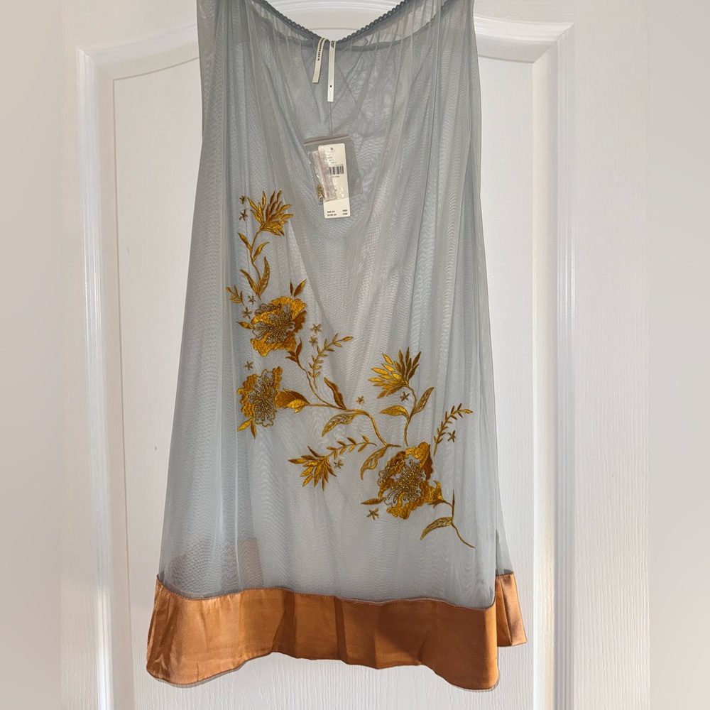 ANTHROPOLOGIE Embroidered sheer midi skirt